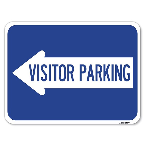 Visitor Parking W/ Left Arrow Heavy-Gauge Aluminum Rust Proof Parking Sign, 18" x 24", A-1824-24377
